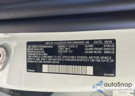 2025 Polestar 3 Long Range Dual Motor/Long Range Dual Motor Launch Edition z USA, uszkodzony, nr VIN YSREA3YB0SB002802